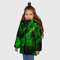 Куртка зимняя для девочки МОЛНИЯ GREEN NEON, цвет: 3D-черный — фото 2