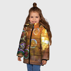 Куртка зимняя для девочки Мыльные пузыри, цвет: 3D-черный — фото 2