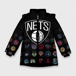 Куртка зимняя для девочки Brooklyn Nets 1, цвет: 3D-черный