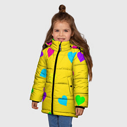 Куртка зимняя для девочки СЕРДЕЧКИ, цвет: 3D-черный — фото 2