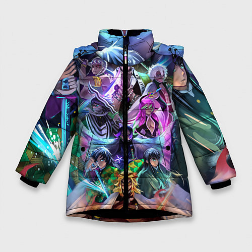 Зимняя куртка для девочки KIMETSU NO YAIBA / 3D-Черный – фото 1