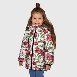 Куртка зимняя для девочки Цветочный узор, цвет: 3D-черный — фото 2