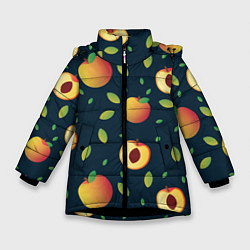 Куртка зимняя для девочки Фруктовый арт, цвет: 3D-черный