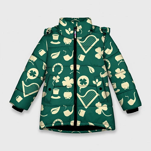 Зимняя куртка для девочки Ирландский арт / 3D-Черный – фото 1