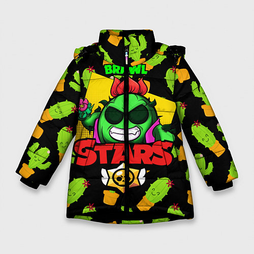 Зимняя куртка для девочки BRAWL STARS GREEN SPIKE / 3D-Черный – фото 1