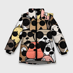 Куртка зимняя для девочки Серьезные псы, цвет: 3D-светло-серый