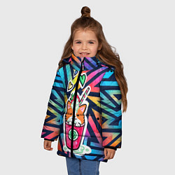 Куртка зимняя для девочки Коктейль из корги, цвет: 3D-светло-серый — фото 2