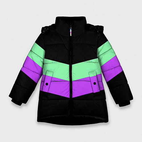 Зимняя куртка для девочки Колор блок / 3D-Черный – фото 1