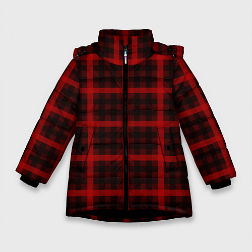 Зимняя куртка для девочки Шотландка / 3D-Черный – фото 1