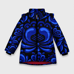 Куртка зимняя для девочки Гжель узоры, цвет: 3D-красный