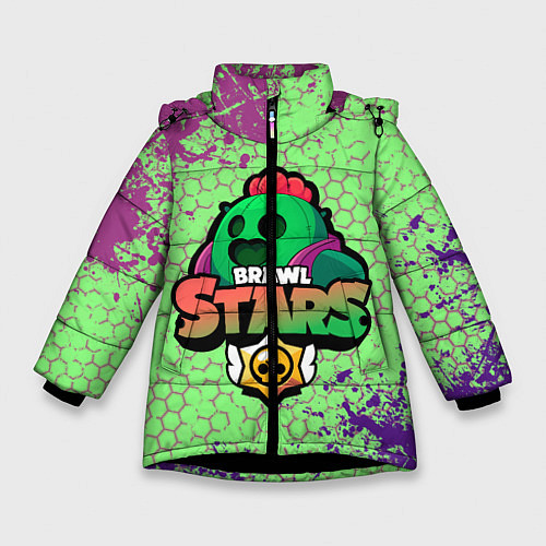 Зимняя куртка для девочки Brawl Stars Spike / 3D-Черный – фото 1