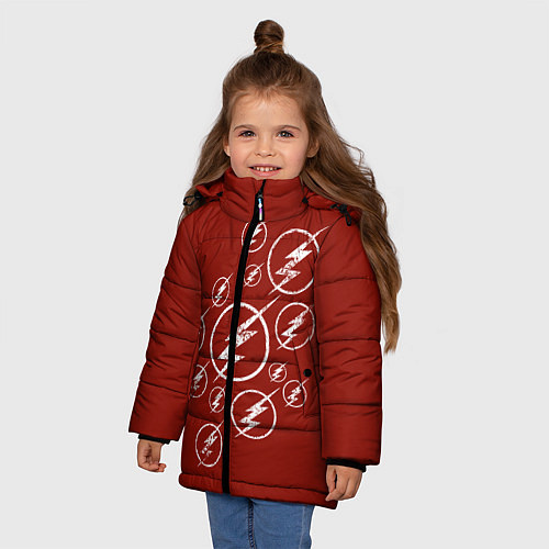 Зимняя куртка для девочки The Flash Logo / 3D-Светло-серый – фото 3