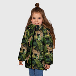 Куртка зимняя для девочки Versace Леопарды, цвет: 3D-черный — фото 2
