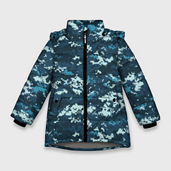 Куртка зимняя для девочки Пиксельный камуфляж полиции, цвет: 3D-светло-серый