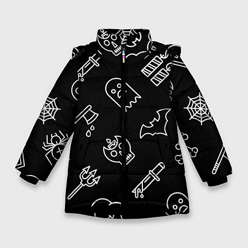 Зимняя куртка для девочки Страшилки / 3D-Черный – фото 1