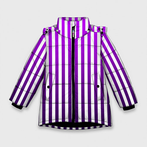 Зимняя куртка для девочки Пикси полосы / 3D-Черный – фото 1