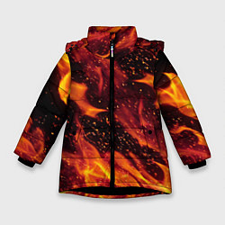Куртка зимняя для девочки ЯЗЫКИ ПЛАМЕНИ, цвет: 3D-черный