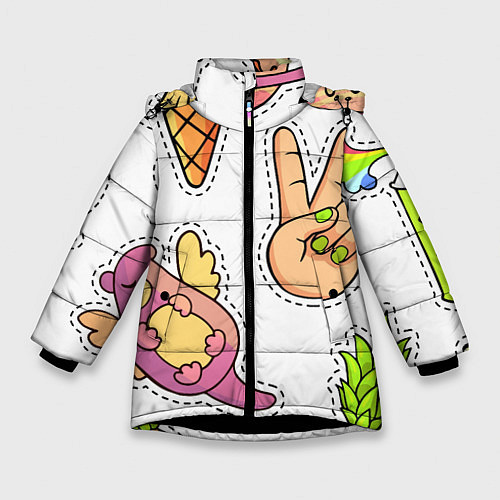 Зимняя куртка для девочки Emoji / 3D-Черный – фото 1