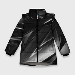 Куртка зимняя для девочки GEOMETRY STRIPES BLACK & WHITE, цвет: 3D-светло-серый