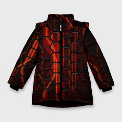 Куртка зимняя для девочки Огненные соты, цвет: 3D-черный