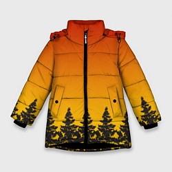 Куртка зимняя для девочки Ёлки, цвет: 3D-черный