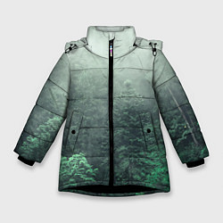 Куртка зимняя для девочки Туманный лес, цвет: 3D-черный