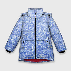 Зимняя куртка для девочки Волны на голубом фоне