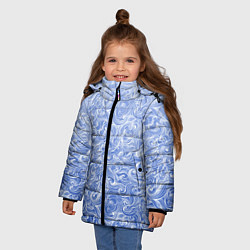 Куртка зимняя для девочки Волны на голубом фоне, цвет: 3D-красный — фото 2