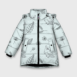 Куртка зимняя для девочки Милые птички, цвет: 3D-черный