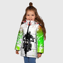 Куртка зимняя для девочки МОТОЦИКЛЫ, цвет: 3D-светло-серый — фото 2