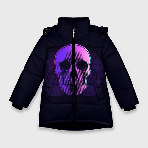 Зимняя куртка для девочки 3D Череп / 3D-Черный – фото 1