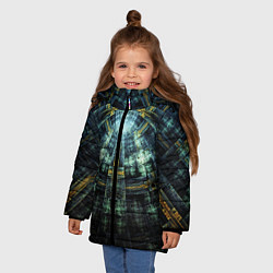 Куртка зимняя для девочки Фрактал узор будущее масоны, цвет: 3D-черный — фото 2