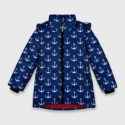 Куртка зимняя для девочки Якоря, цвет: 3D-красный
