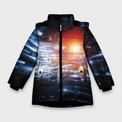 Куртка зимняя для девочки DIGITAL ABSTRACTION, цвет: 3D-черный