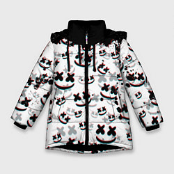 Куртка зимняя для девочки MARSHMELLO GLITCH, цвет: 3D-черный