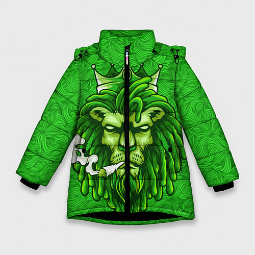 Зимняя куртка для девочки Лев с короной / 3D-Черный – фото 1