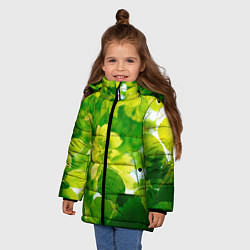 Куртка зимняя для девочки Листья, цвет: 3D-черный — фото 2