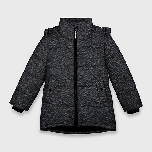 Зимняя куртка для девочки Текстура черная кожа рельеф / 3D-Черный – фото 1