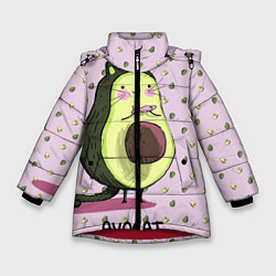 Куртка зимняя для девочки Авокадо Кот, цвет: 3D-красный