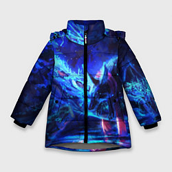 Куртка зимняя для девочки ВОЛК В НЕОНЕ D, цвет: 3D-светло-серый