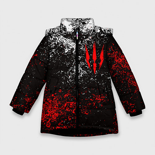 Зимняя куртка для девочки ВЕДЬМАК THE WITCHER / 3D-Черный – фото 1