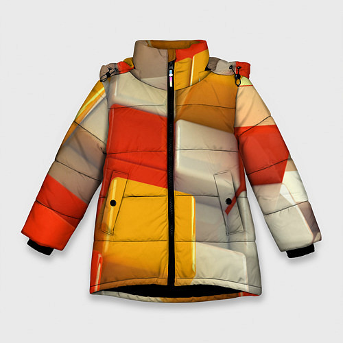 Зимняя куртка для девочки КУБЫ 3D / 3D-Черный – фото 1