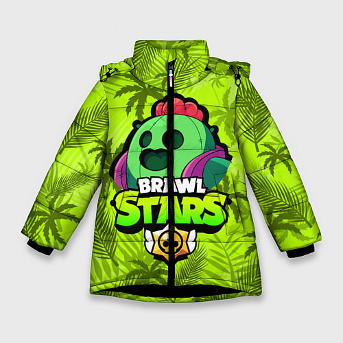 Зимняя куртка для девочки BRAWL STARS SPIKE СПАЙК / 3D-Черный – фото 1