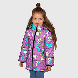Куртка зимняя для девочки Pink unicorn, цвет: 3D-черный — фото 2