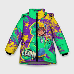 Куртка зимняя для девочки BRAWL STARS LEON, цвет: 3D-светло-серый