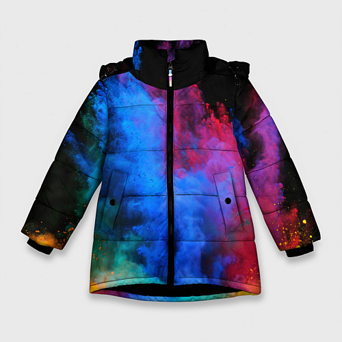 Зимняя куртка для девочки КРАСКИ / 3D-Черный – фото 1