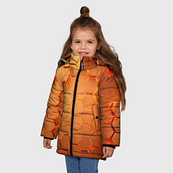 Куртка зимняя для девочки Золотые 3D плиты, цвет: 3D-черный — фото 2