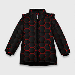 Куртка зимняя для девочки 3D black & red, цвет: 3D-черный