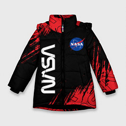 Куртка зимняя для девочки NASA НАСА, цвет: 3D-черный