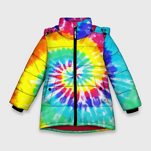 Зимняя куртка для девочки TIE-DYE СТЕНА / 3D-Красный – фото 1